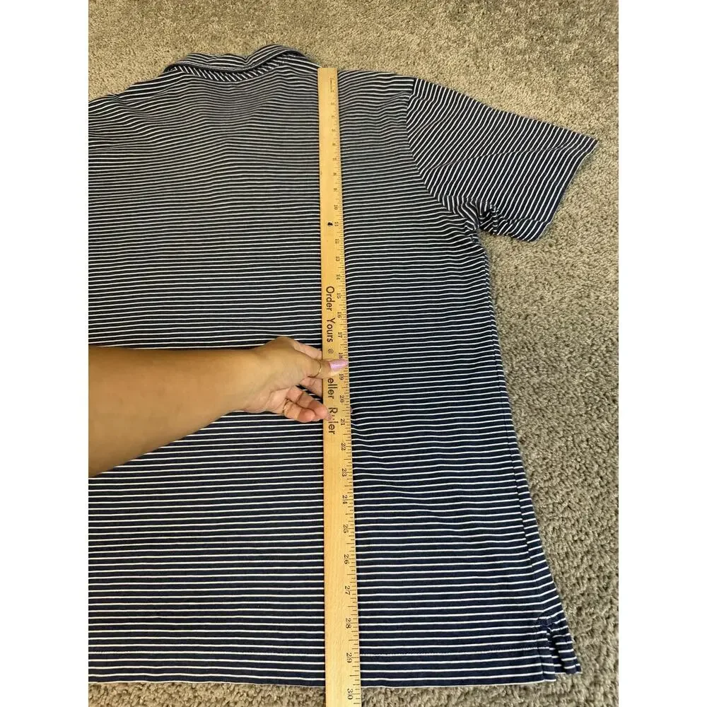 Vineyard Vines Polo Shirt Mens XL Blue Striped Short Sleeve 100% Pima Cotton
